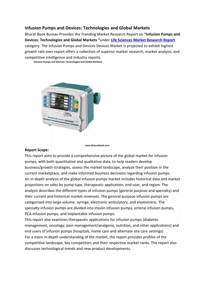 infusion pumps and devices technologies