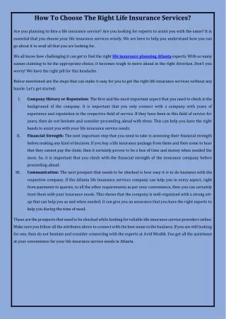 How To Choose The Right Life Insurance Services