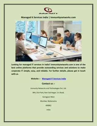 Managed It Services India | Immunitynetworks.com