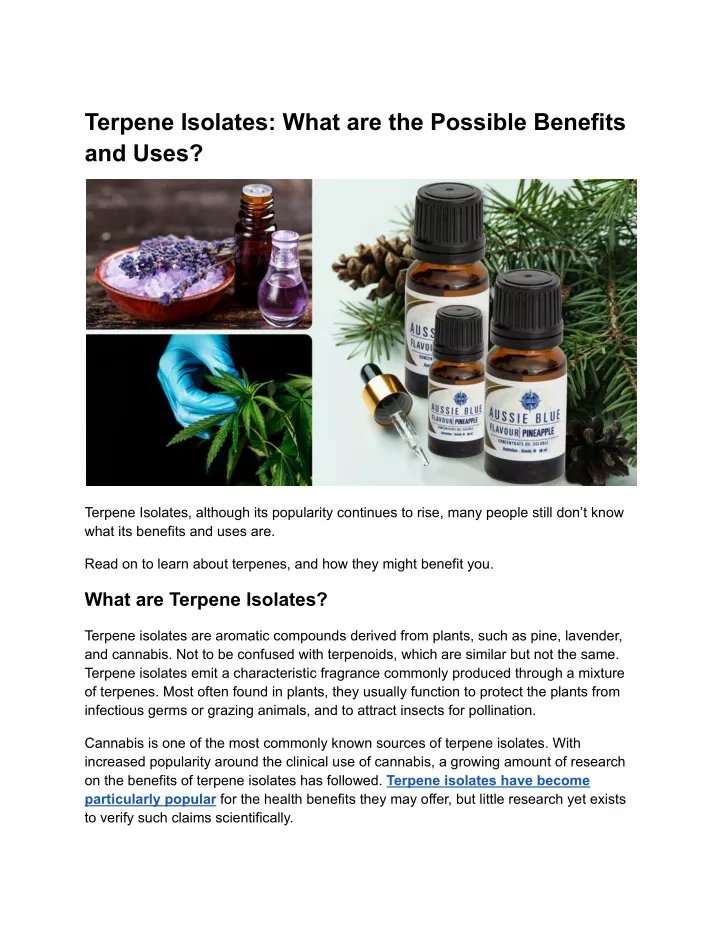 terpene isolates what are the possible benefits