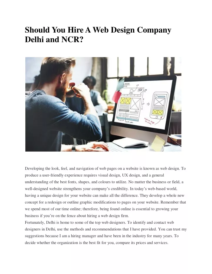 should you hire a web design company delhi and ncr