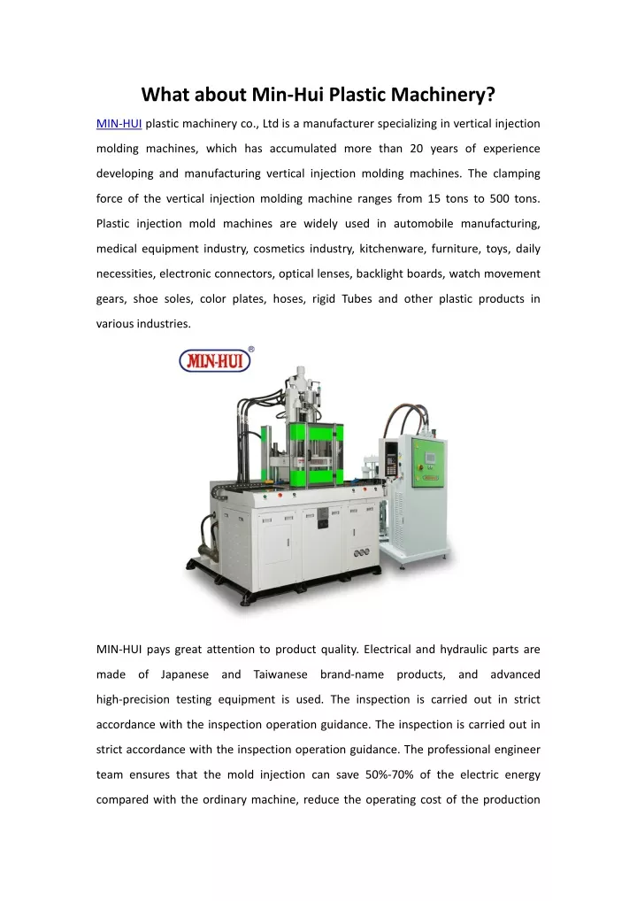 what about min hui plastic machinery