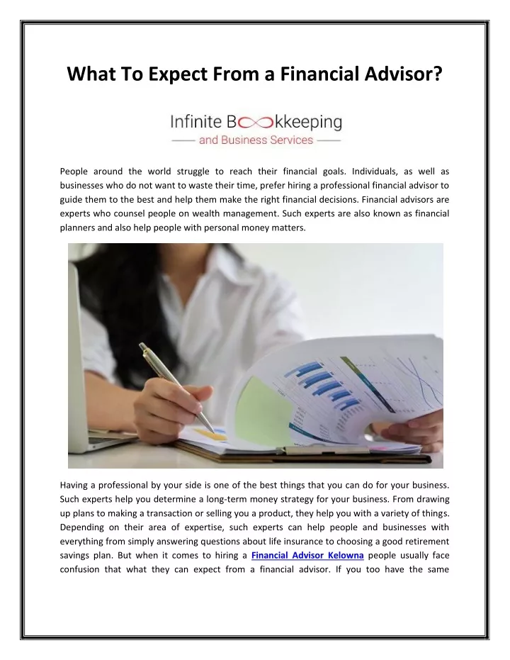 what to expect from a financial advisor