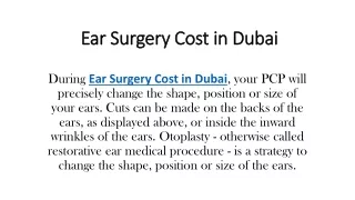 Ear Surgery Cost in Dubai