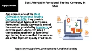 best affordable functional testing company in usa