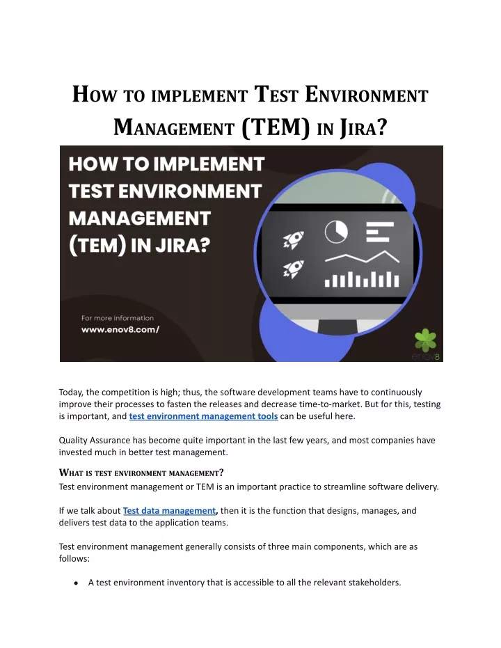 h ow to implement t est e nvironment m anagement