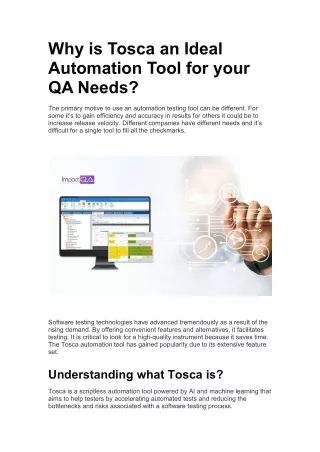 why is tosca an ideal automation tool for your