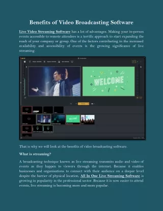 Benefits of Video Broadcasting Software