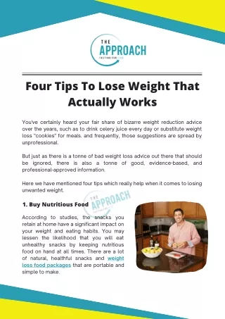 Best Four Ways To Lose Weight - Adam Potash