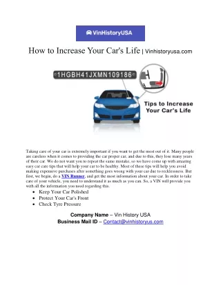 how to Increase Your Car's Life