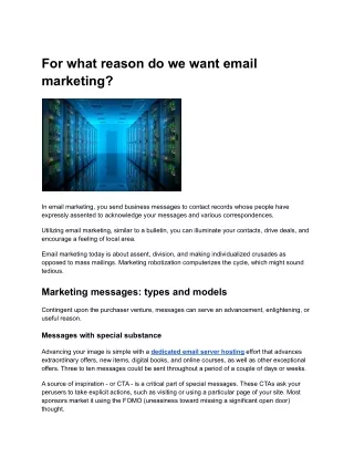 For what reason do we want email marketing_