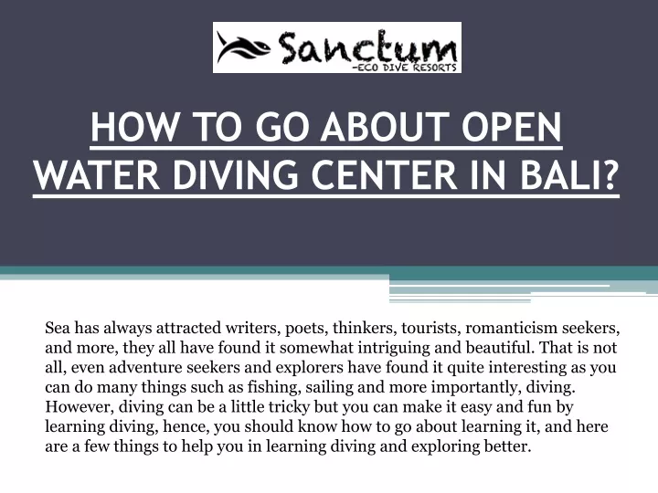 how to go about open water diving center in bali