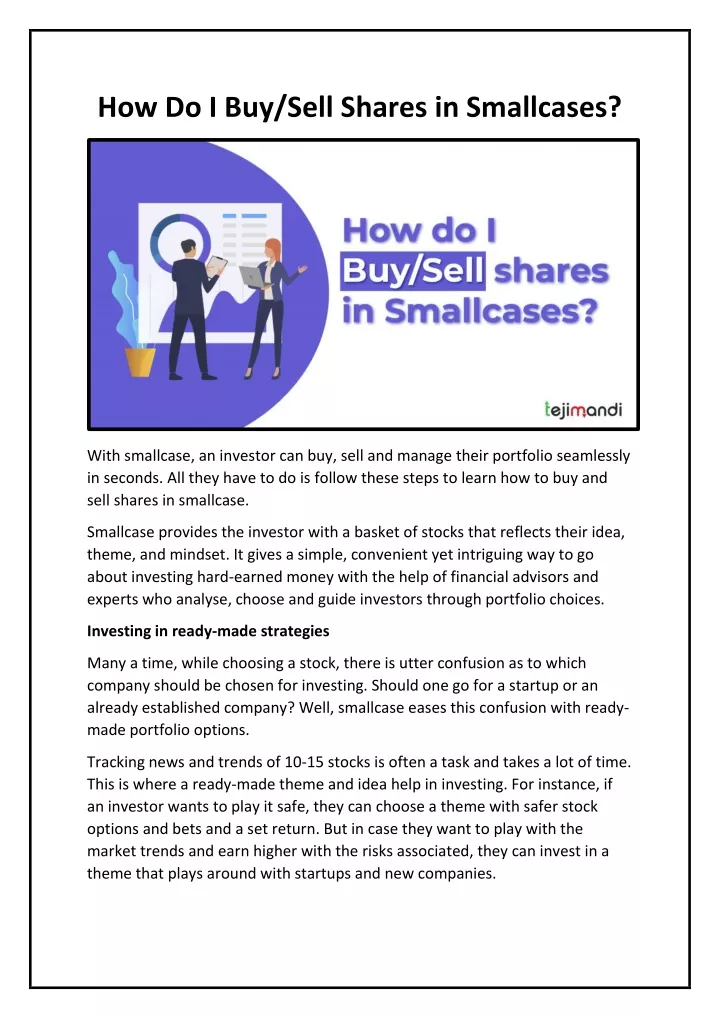 how do i buy sell shares in smallcases