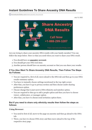 Instant Guidelines To Share Ancestry DNA Results