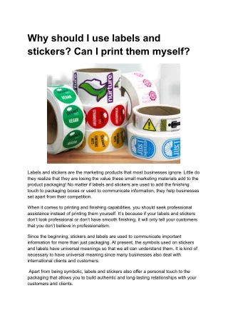 Why should I use labels and stickers