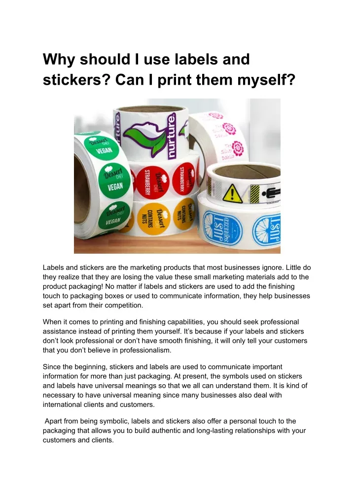 why should i use labels and stickers can i print