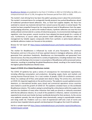 bioadhesives market are predicted to rise from