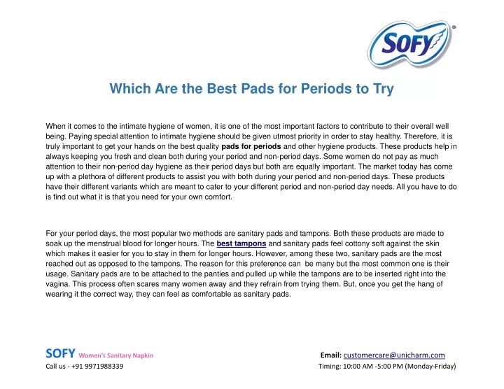 which are the best pads for periods to try
