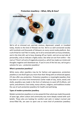 Protection Jewellery – What, Why & How