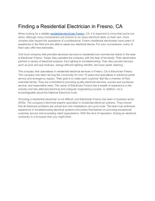 Finding a Residential Electrician in Fresno, CA
