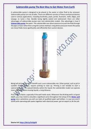 submersible pump the best way to get water from