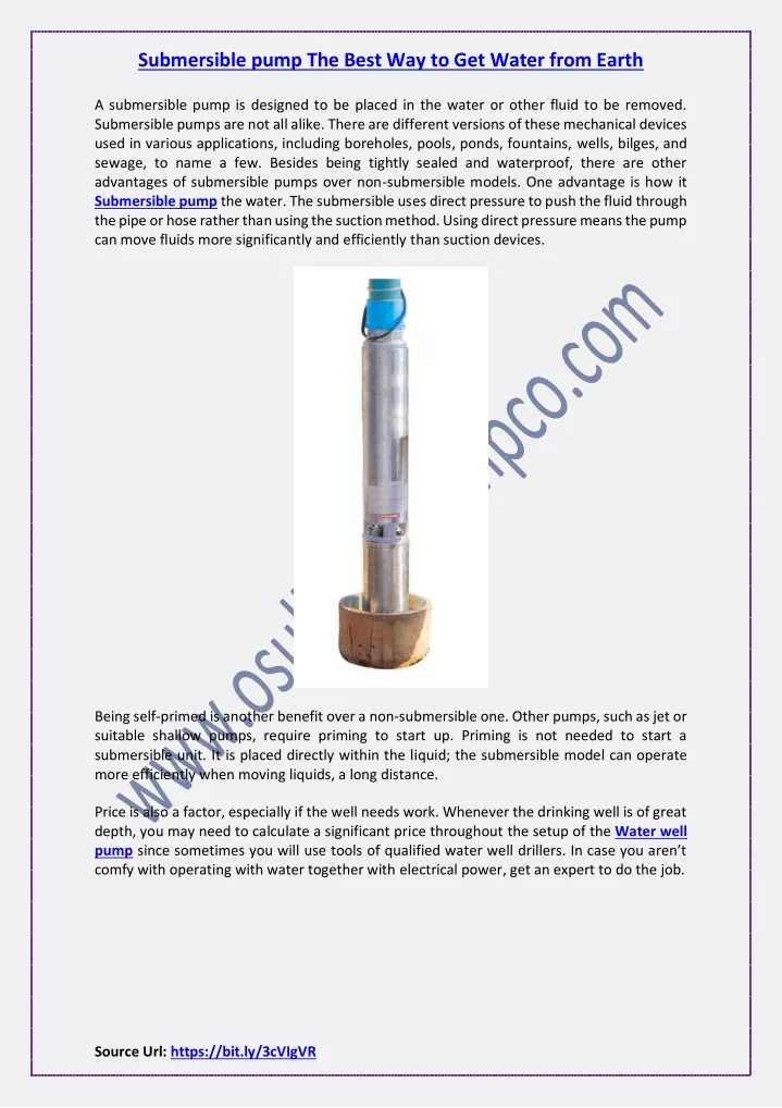 submersible pump the best way to get water from