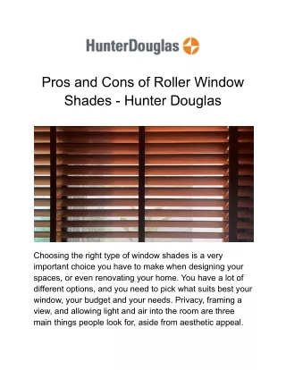 Pros and Cons of Roller Window Shades - Hunter Douglas