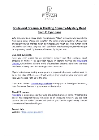 Boulevard Dreams- A Thrilling Comedy-Mystery Read from E Ryan Janz