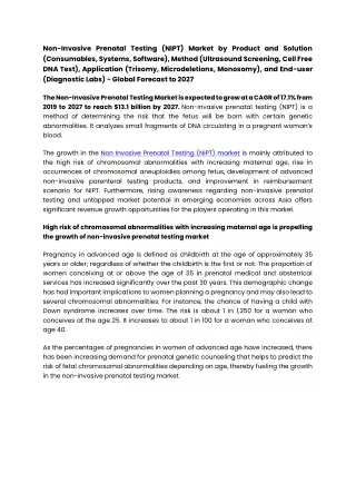 non invasive prenatal testing nipt market