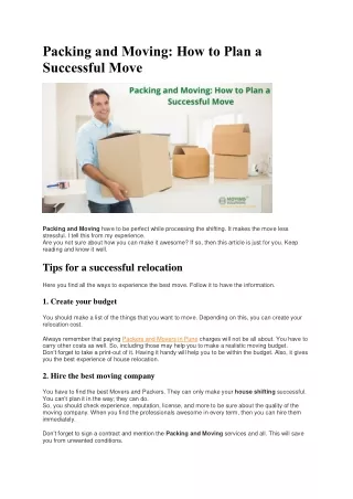 Packing and Moving How to Plan a Successful Move