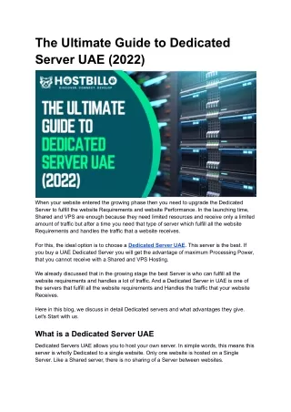 the ultimate guide to dedicated server uae 2022