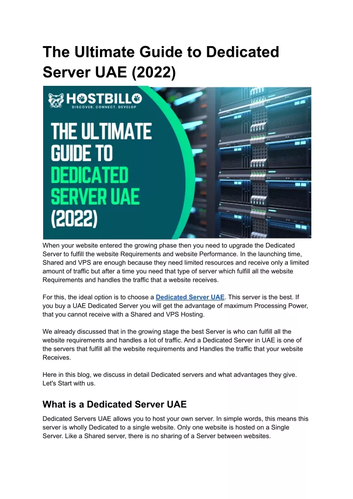 the ultimate guide to dedicated server uae 2022