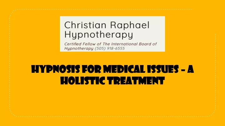 hypnosis for medical issues a holistic treatment