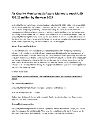 air quality monitoring software market to reach