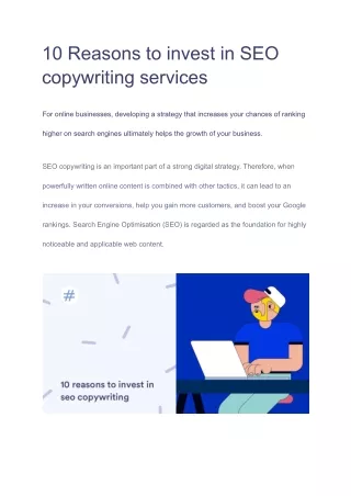 10 Reasons to invest in SEO copywriting services