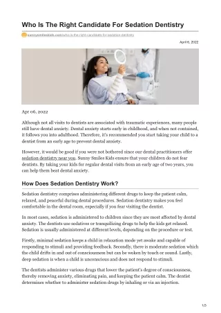 Who Is The Right Candidate For Sedation Dentistry