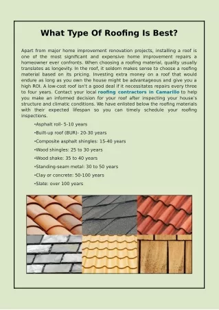 What Type Of Roofing Is Best?