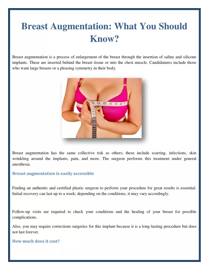 breast augmentation what you should know