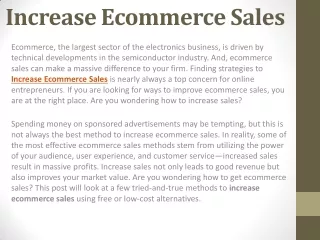 Increase Ecommerce Sales