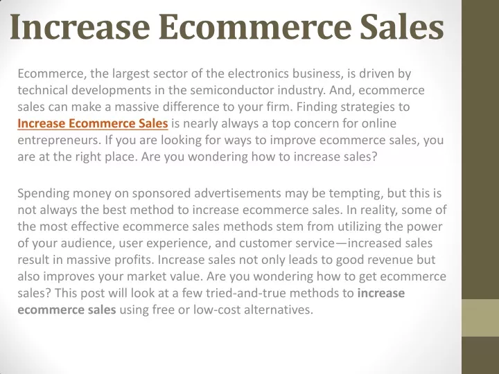 increase ecommerce sales