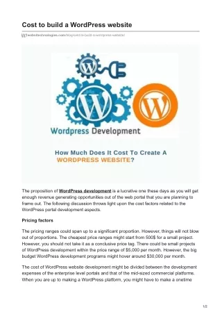 Cost to build a WordPress website