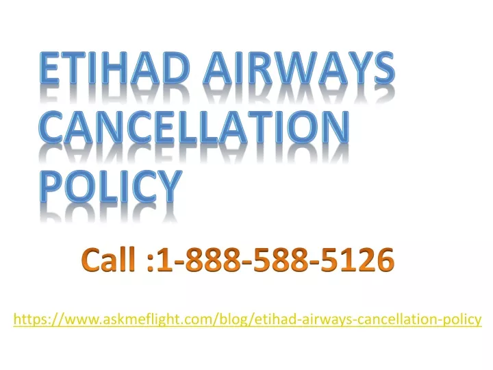 etihad airways cancellation policy