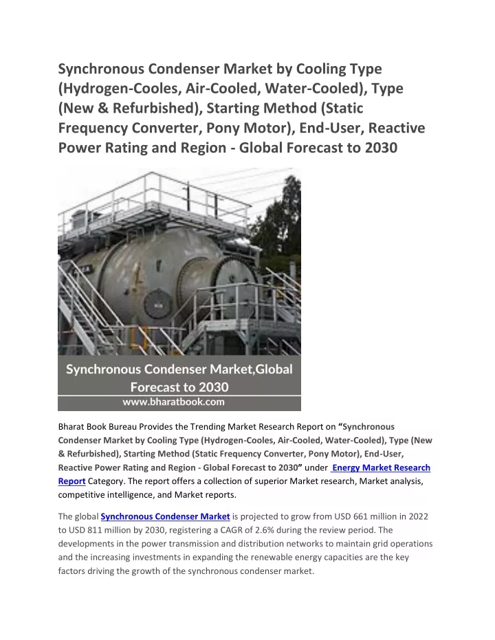 synchronous condenser market by cooling type