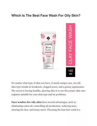 Which Is The Best Face Wash For Oily Skin