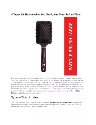 Types Of Hairbrushes You Need, And How To Use Them