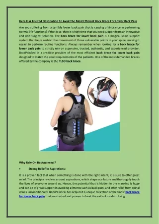 Reliable Place To Get The Most Effective Back Brace For Lower Back Pain