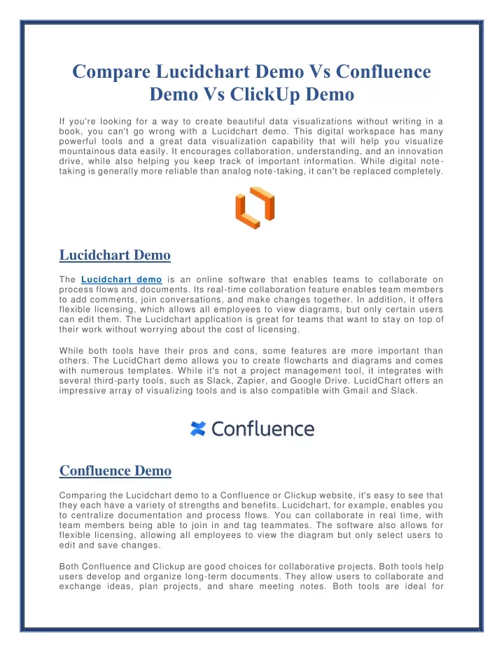 compare lucidchart demo vs confluence demo