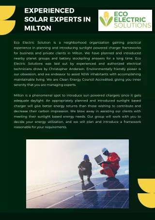 experienced solar experts in milton