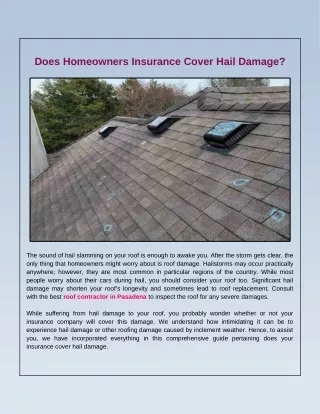 Is Hail Damage to Your Roof Covered by Homeowners Insurance?