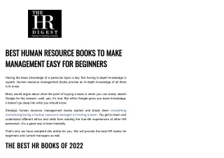 Best Human Resources Books – The HR Digest